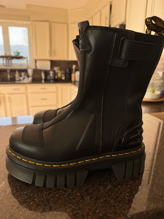 Dr. Martens Shoes - Dr. Martens Black Combat Boots with Yellow Stitching
